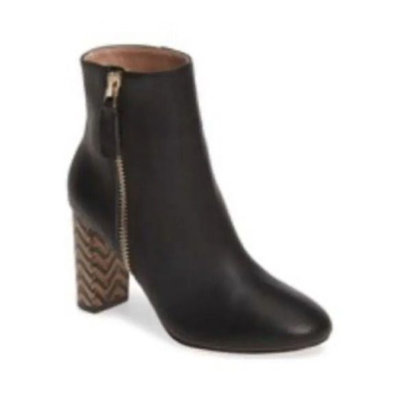 JAMES CHAN | Delia Black Ankle Boots Booties Herringbone Chevron | Size 8.5 - Picture 4 of 13